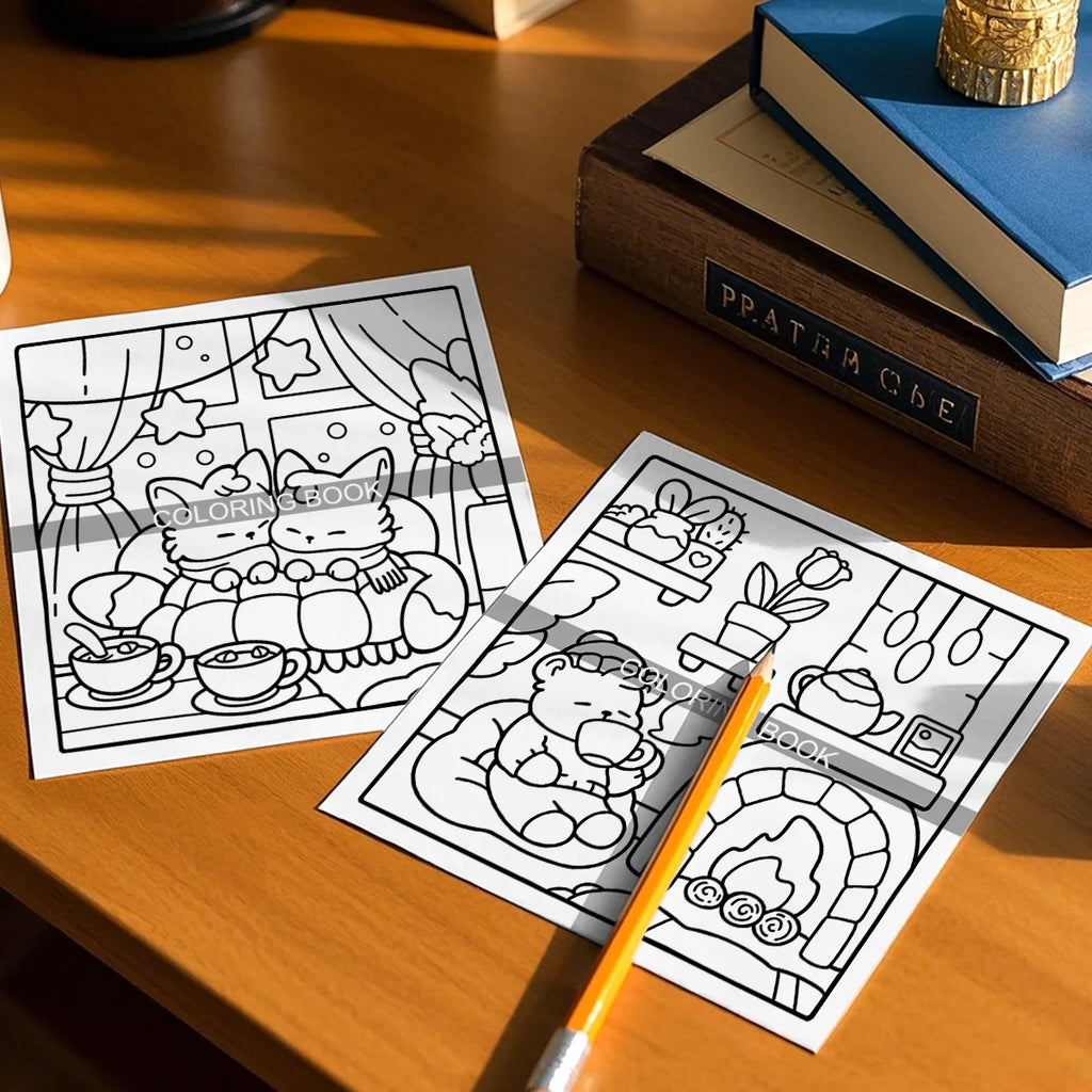 Anti Anxiety Comfy & Cozy Cute Coloring Book for Adults Stress Relief DIY Painting Drawing Art Activity Book Perfect Gift