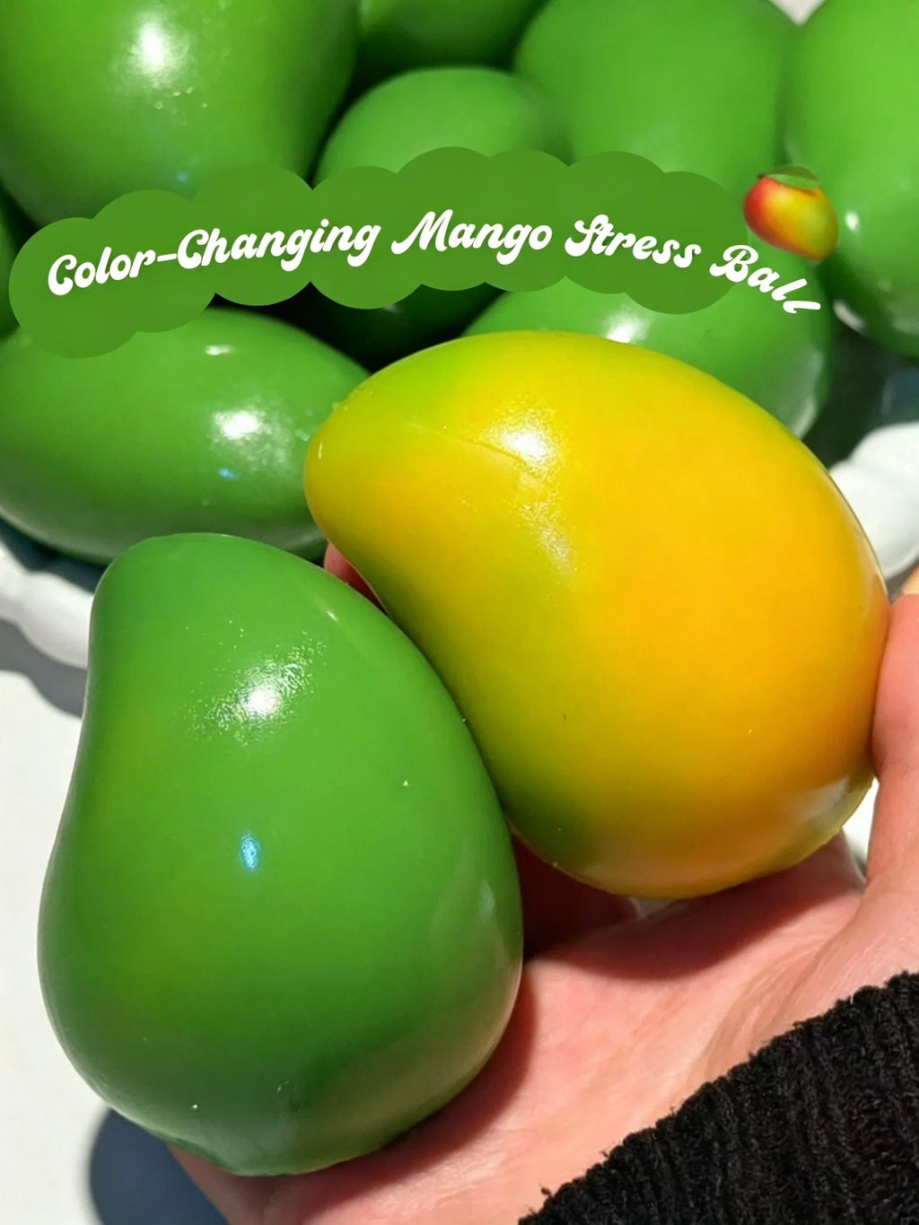 Pelota Antiestrés de Mango Crujiente Hecha a Mano, Juguete Sensorial de Mango que Cambia de Color, Pelota Antiestrés ASMR