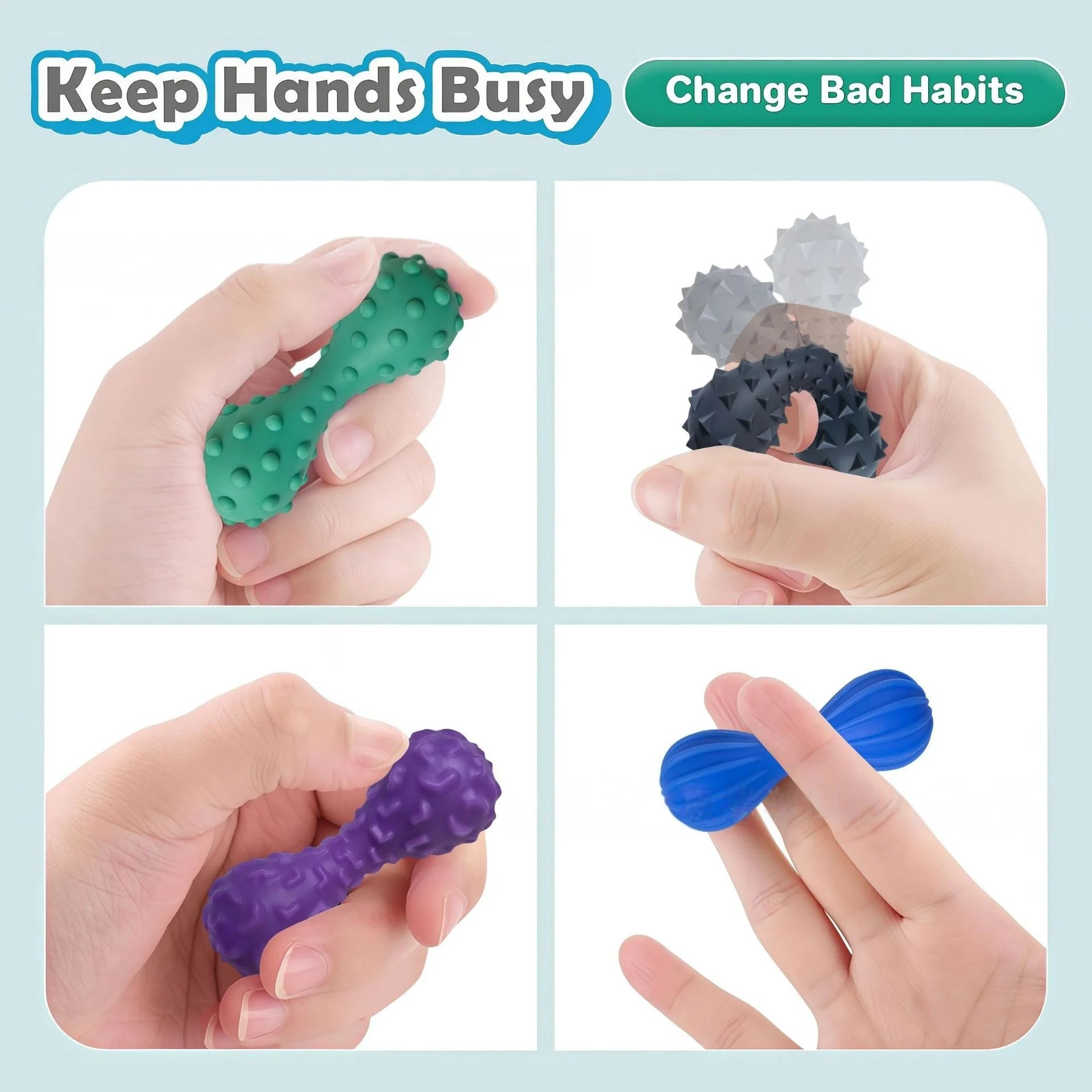 Sensory Fidget Toys for Kid Adults 6 Pack Textured Sensory Stone for Calming Anxiety Relief Anti Stress Toy for Autism Children