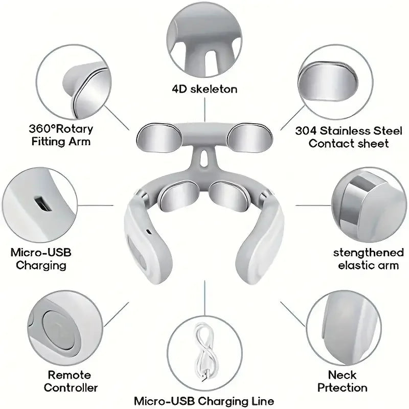 Masajeador Cervical Recargable con Pulso Eléctrico