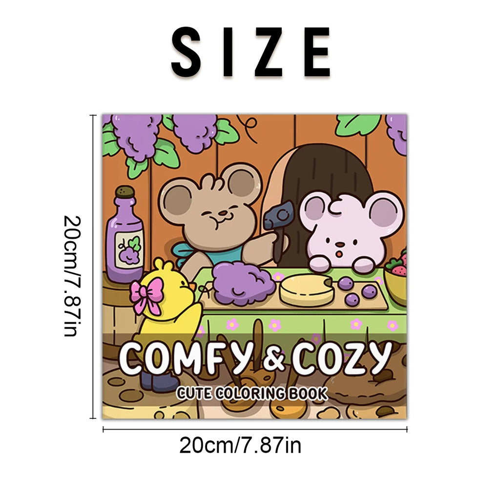 Anti Anxiety Comfy & Cozy Cute Coloring Book for Adults Stress Relief DIY Painting Drawing Art Activity Book Perfect Gift