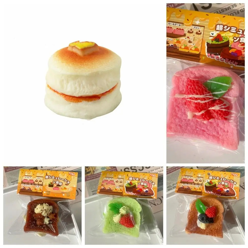 Anti-stress Slow Rising Squeeze Toy Soft Tpr Slow Rebound Toy Simulation Toast Cake Shape Stress Relief Toy Party Prank Props