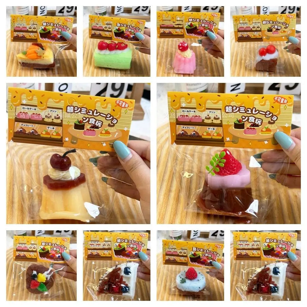 Anti-stress Slow Rising Squeeze Toy Soft Tpr Slow Rebound Toy Simulation Toast Cake Shape Stress Relief Toy Party Prank Props