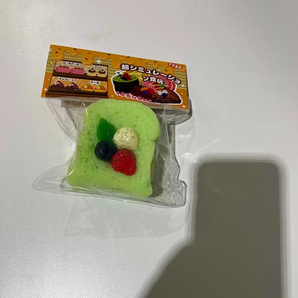 Anti-stress Slow Rising Squeeze Toy Soft Tpr Slow Rebound Toy Simulation Toast Cake Shape Stress Relief Toy Party Prank Props