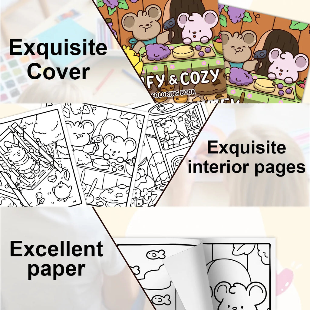 Anti Anxiety Comfy & Cozy Cute Coloring Book for Adults Stress Relief DIY Painting Drawing Art Activity Book Perfect Gift