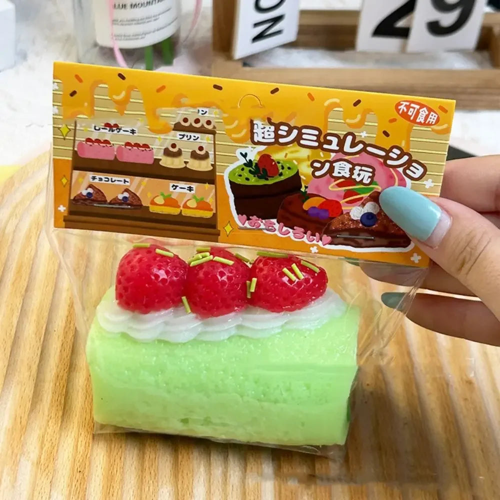 Anti-stress Slow Rising Squeeze Toy Soft Tpr Slow Rebound Toy Simulation Toast Cake Shape Stress Relief Toy Party Prank Props