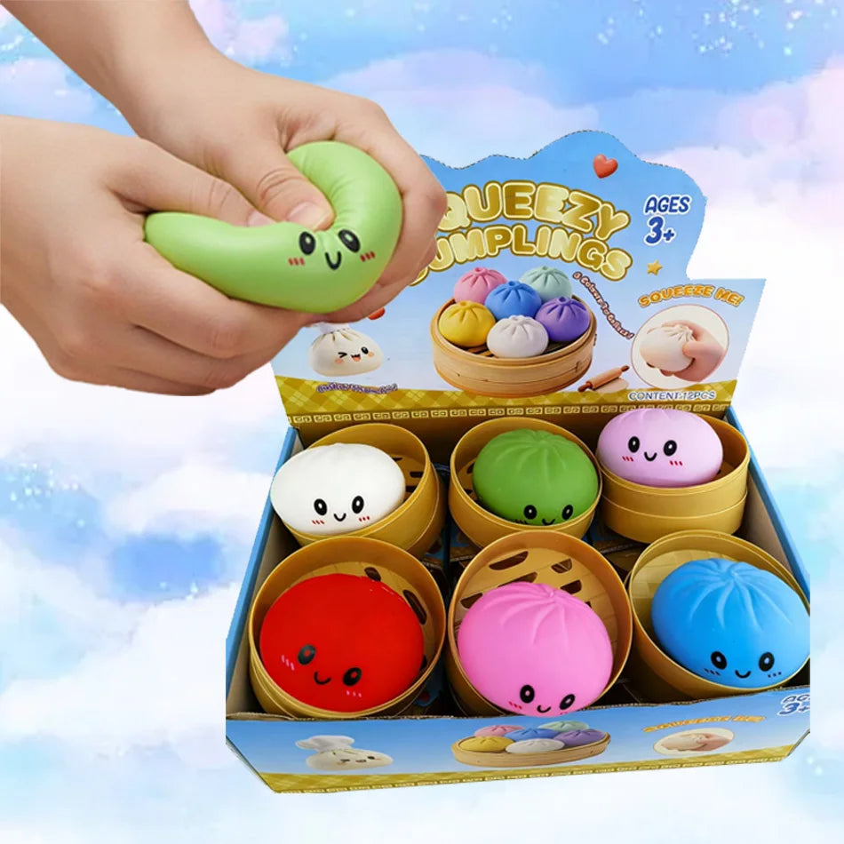 Bolas Antiestrés de Colores en Forma de dumpling squishies, Reutilizables, de Baja Elasticidad, Juguetes de Descompresión