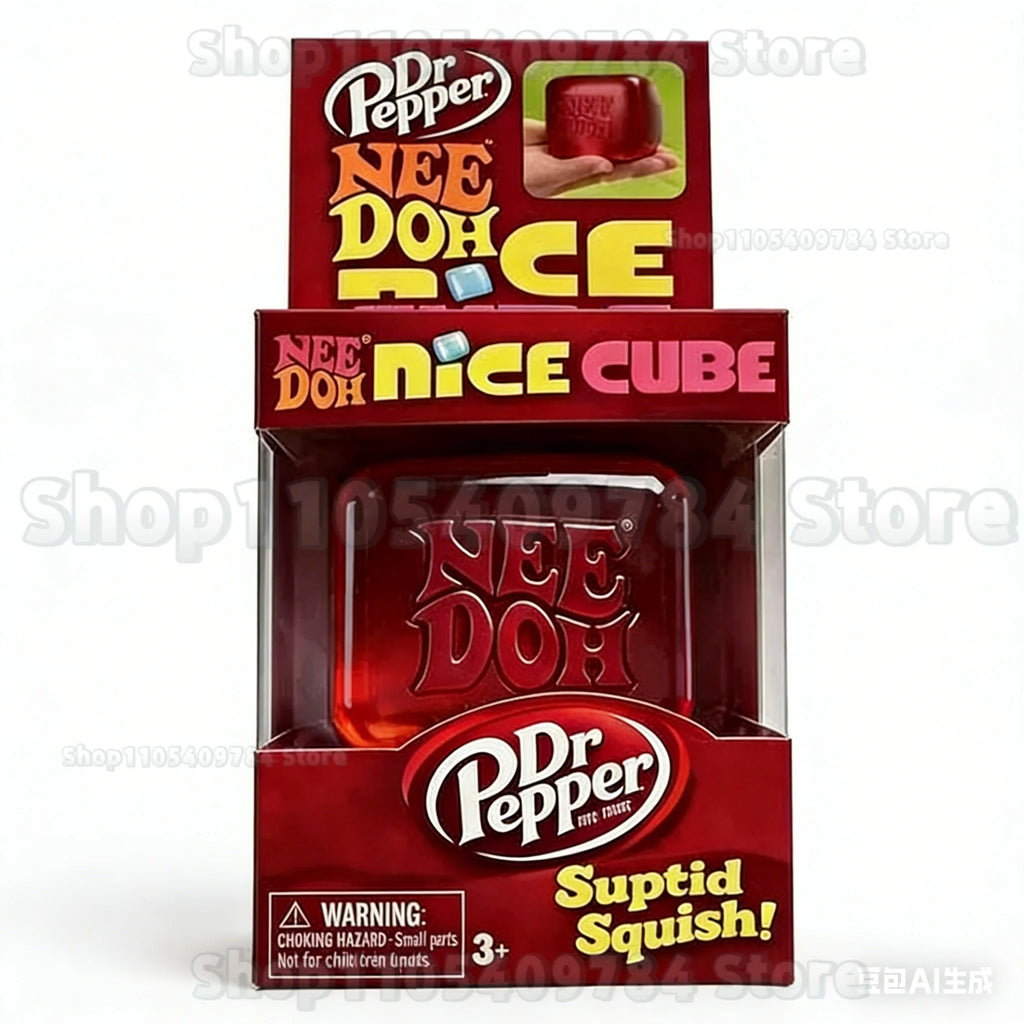 Juguete Antiestrés Nee Dohn Nice Cube Dr Pepper, Cubo Sensorial Suave para Niños y Adultos, Alivio de la Ansiedad