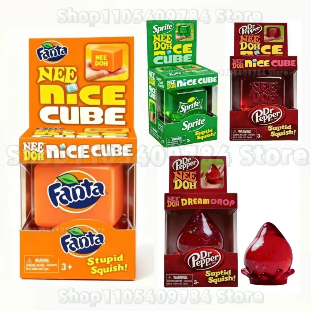 Juguete Antiestrés Nee Dohn Nice Cube Dr Pepper, Cubo Sensorial Suave para Niños y Adultos, Alivio de la Ansiedad