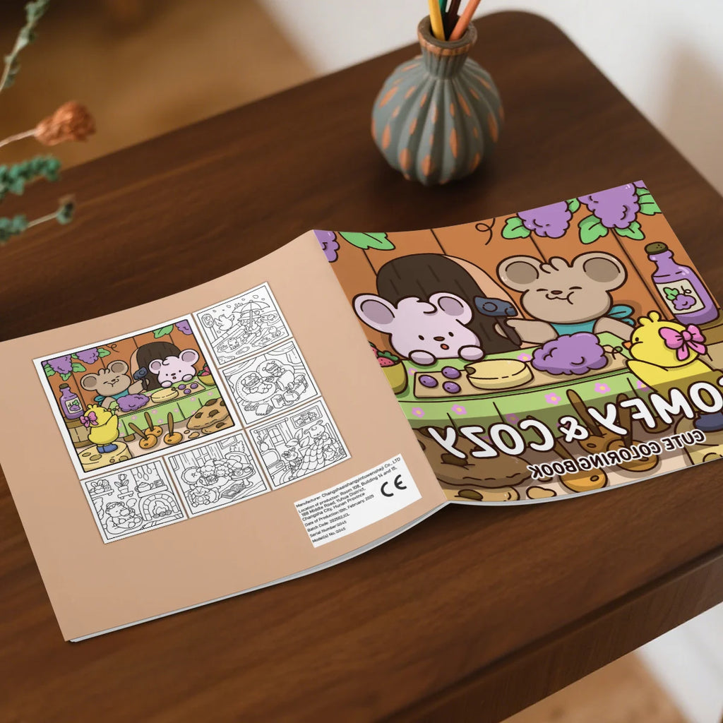 Anti Anxiety Comfy & Cozy Cute Coloring Book for Adults Stress Relief DIY Painting Drawing Art Activity Book Perfect Gift