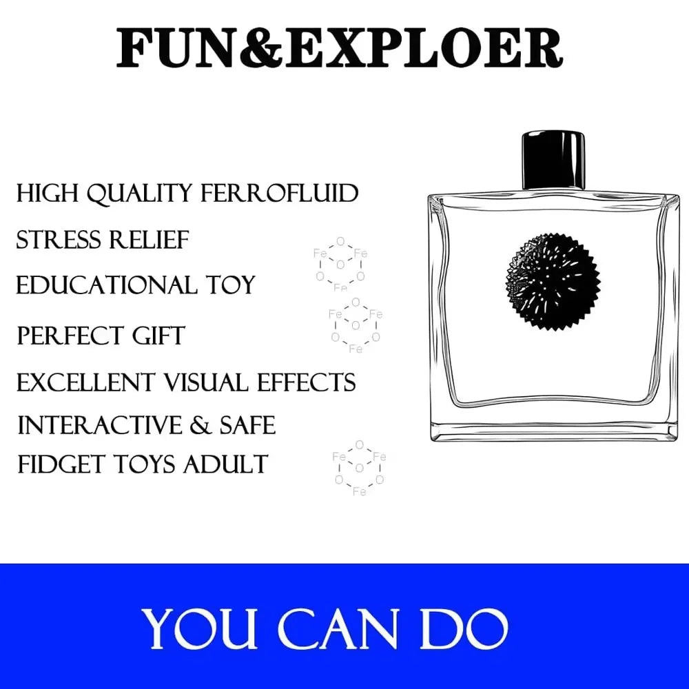 Magnetic FerroFluid Display Bottle STEM Toy Metal Funny Stress Relief Science Decompression Anti-Stress Toy for Adults & Kids